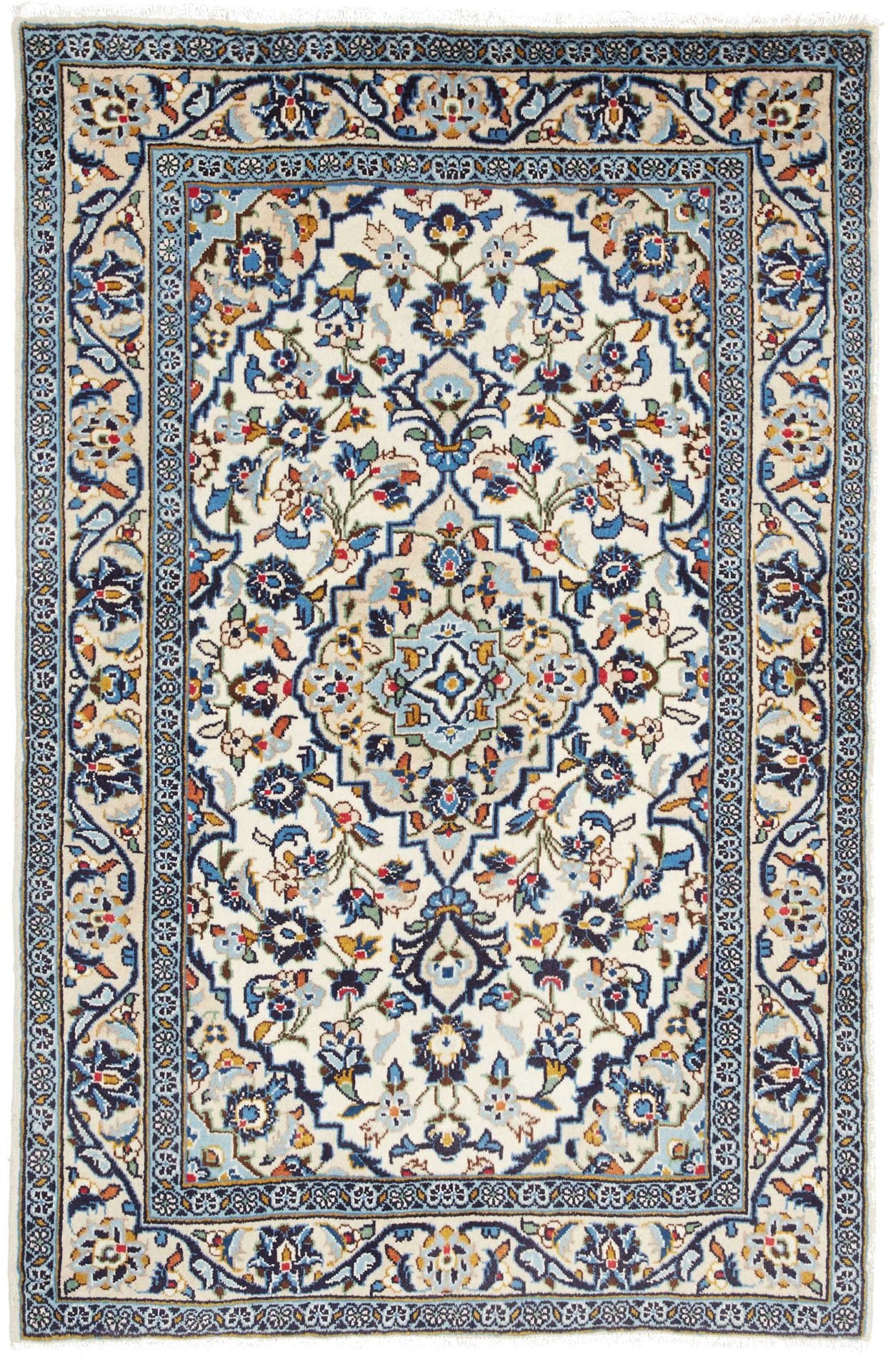 Kashan Teppich 99 x 150cm, handgeknüpft, aus Schurwolle, Perserteppich