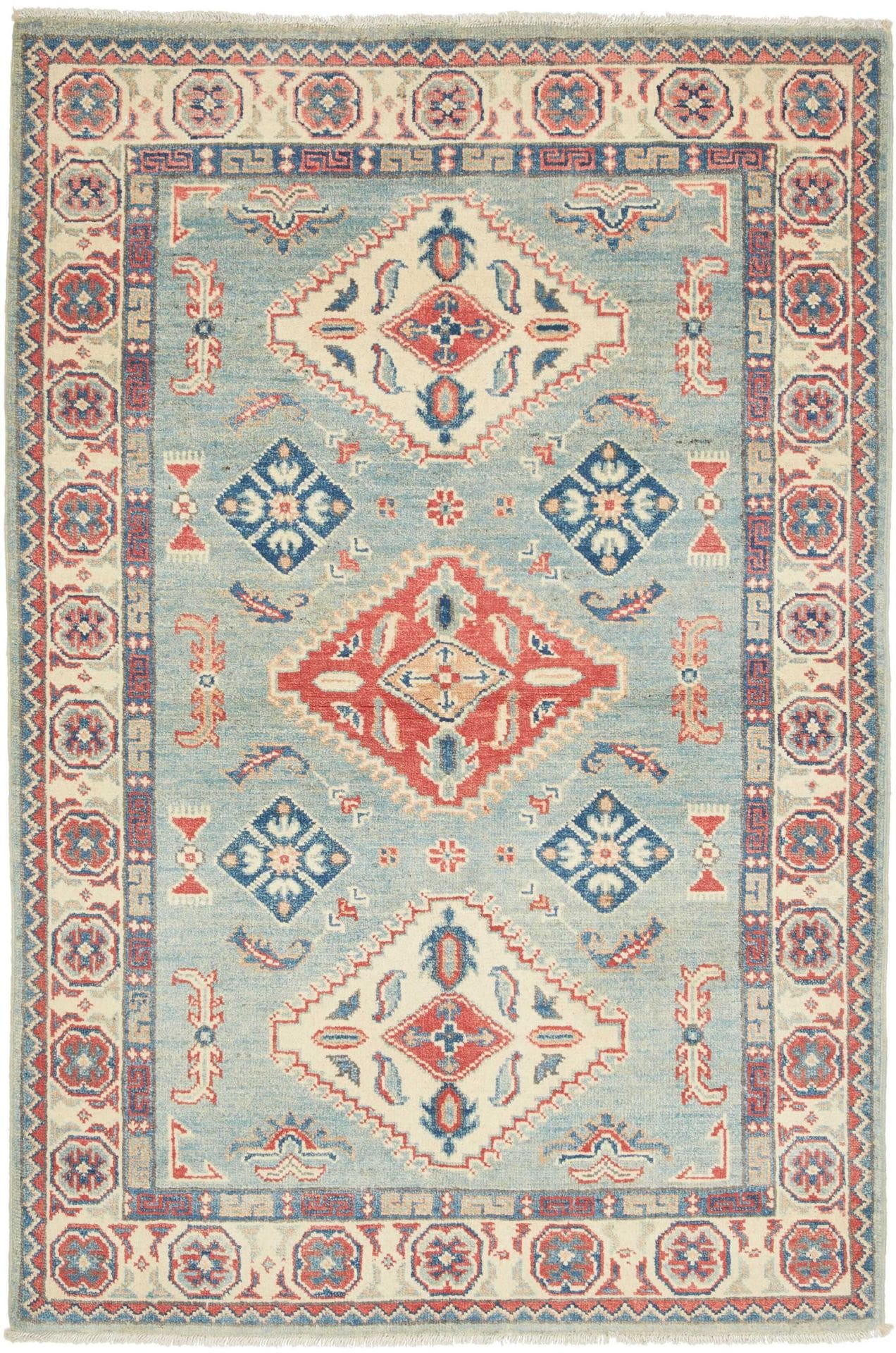 Kazak Teppich 103 x 149 cm, handgeknüpft, Wolle, geometrisch, Rarität