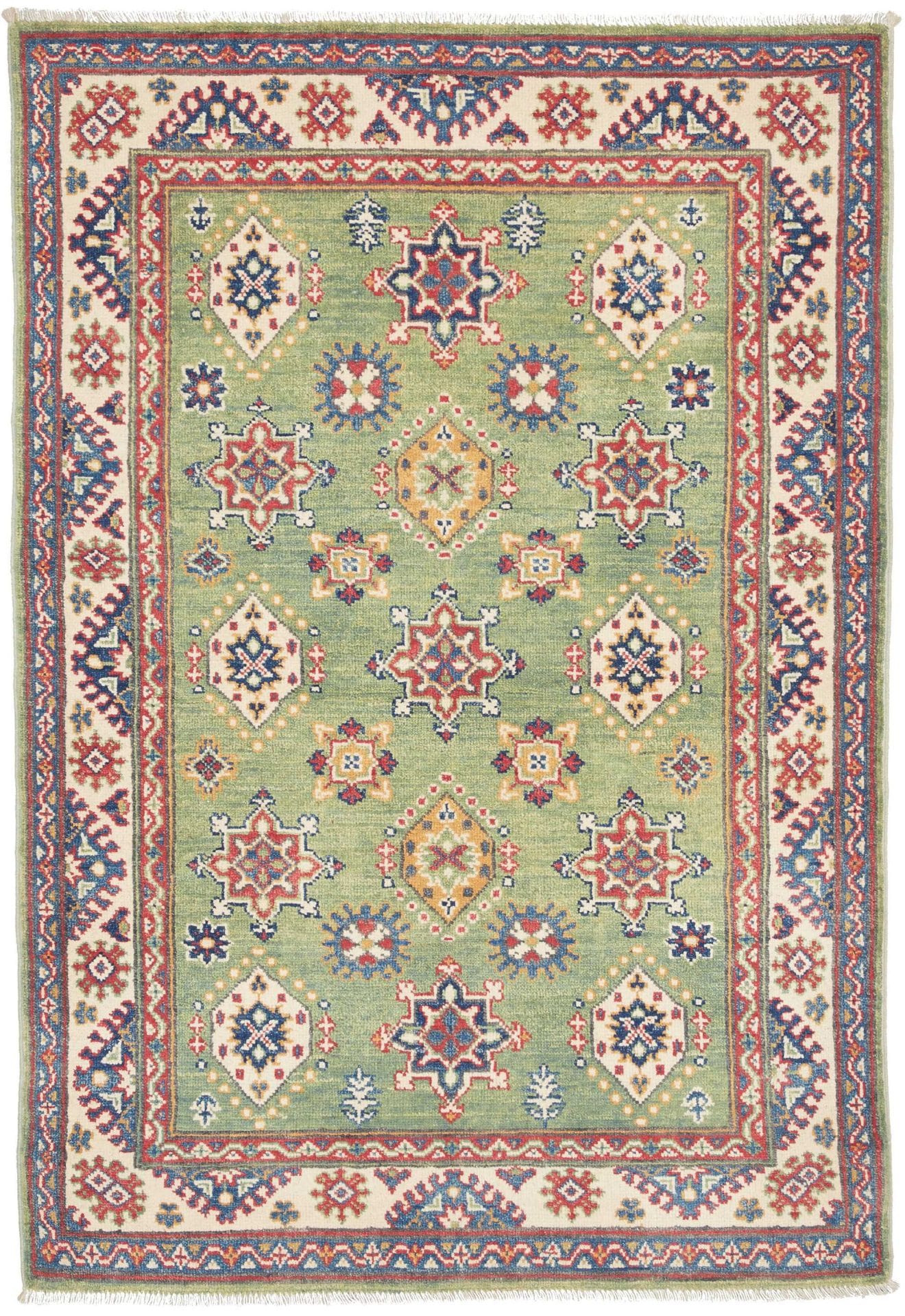 Kazak Teppich 103 x 149cm - Geometrisch, Schurwolle, handgeknüpft