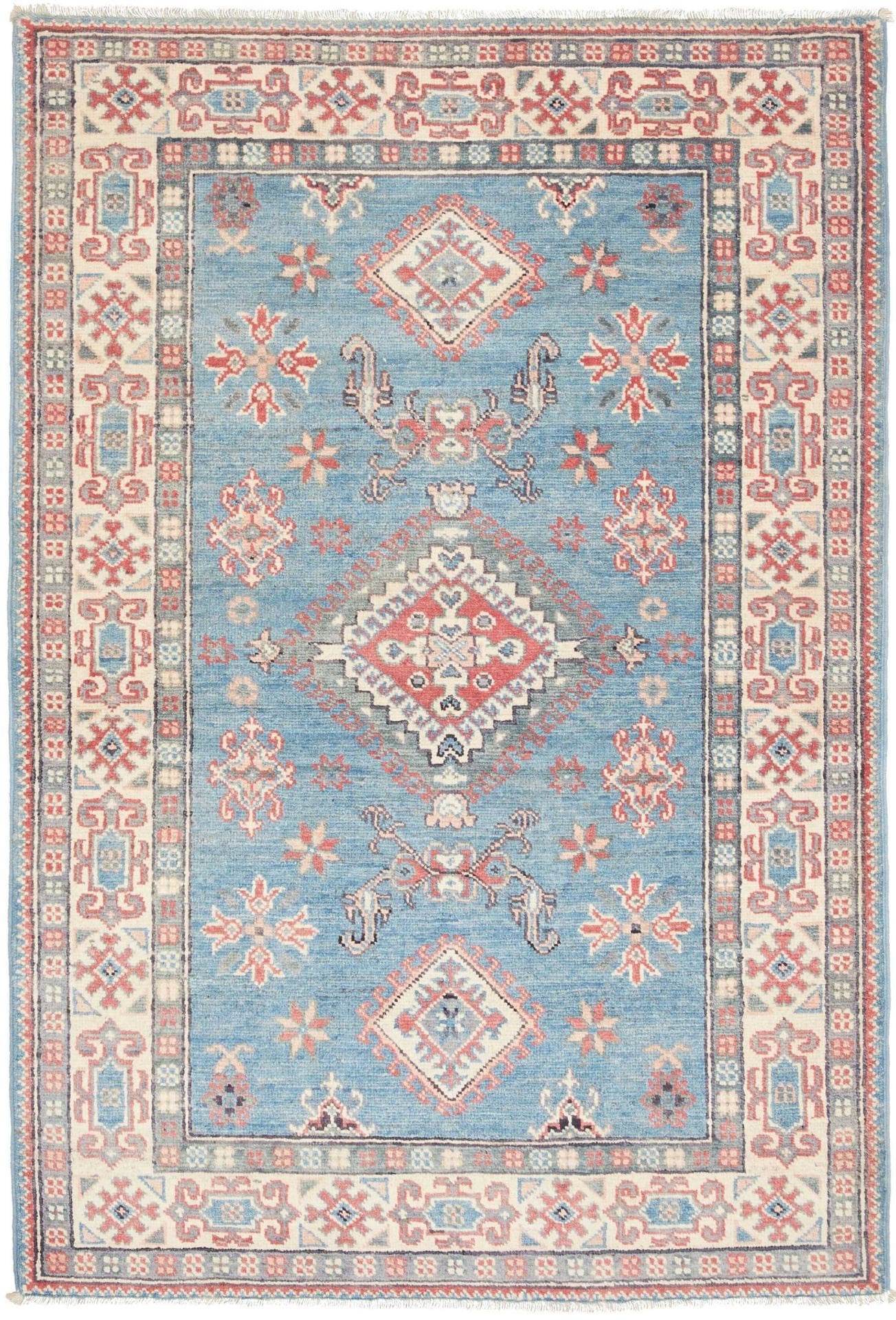 Kazak Teppich 104 x 150 cm - Handgeknüpft, geometrisches Muster