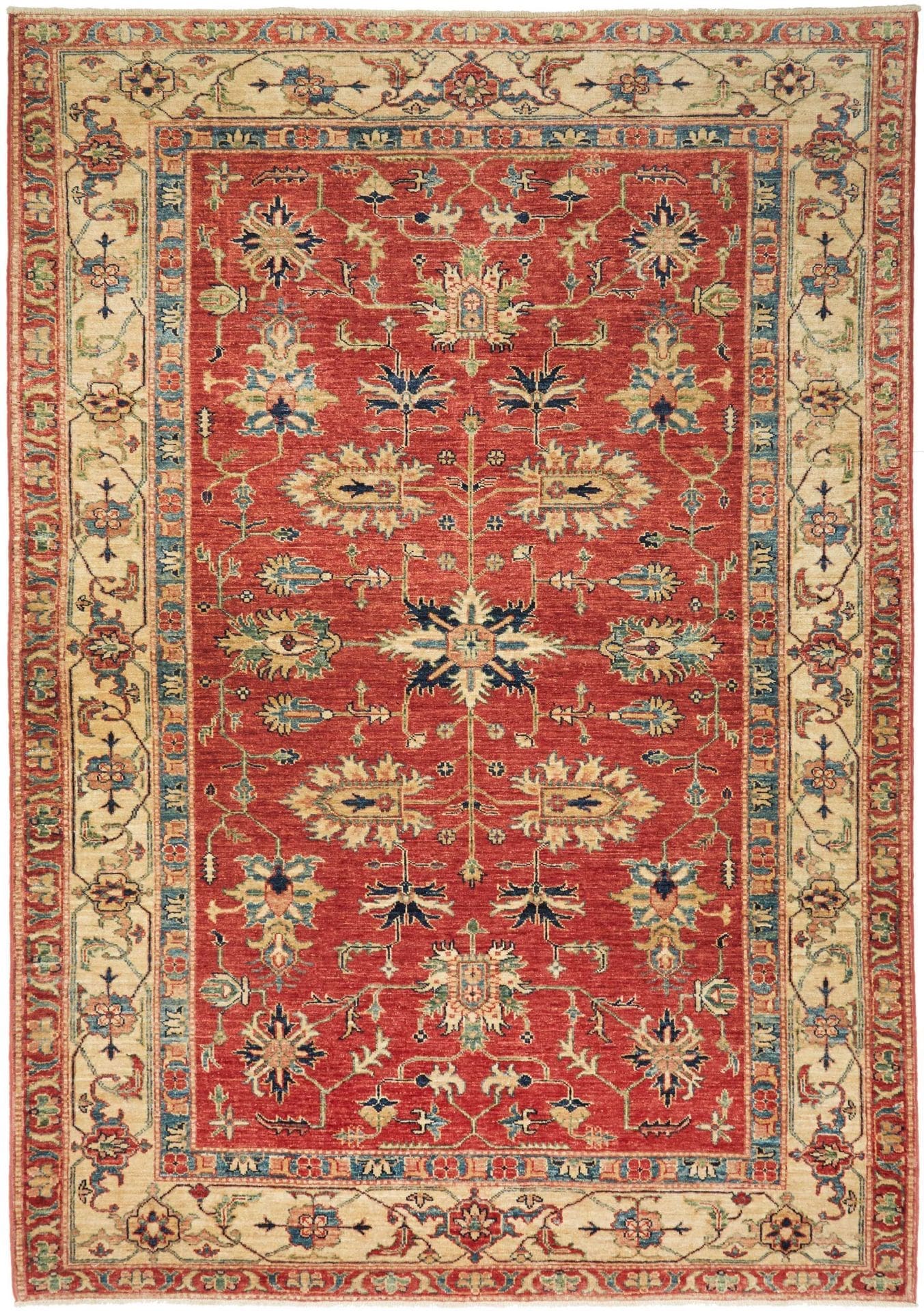 Kazak Teppich 169 x 234cm, geometrisches Muster, handgeknüpft