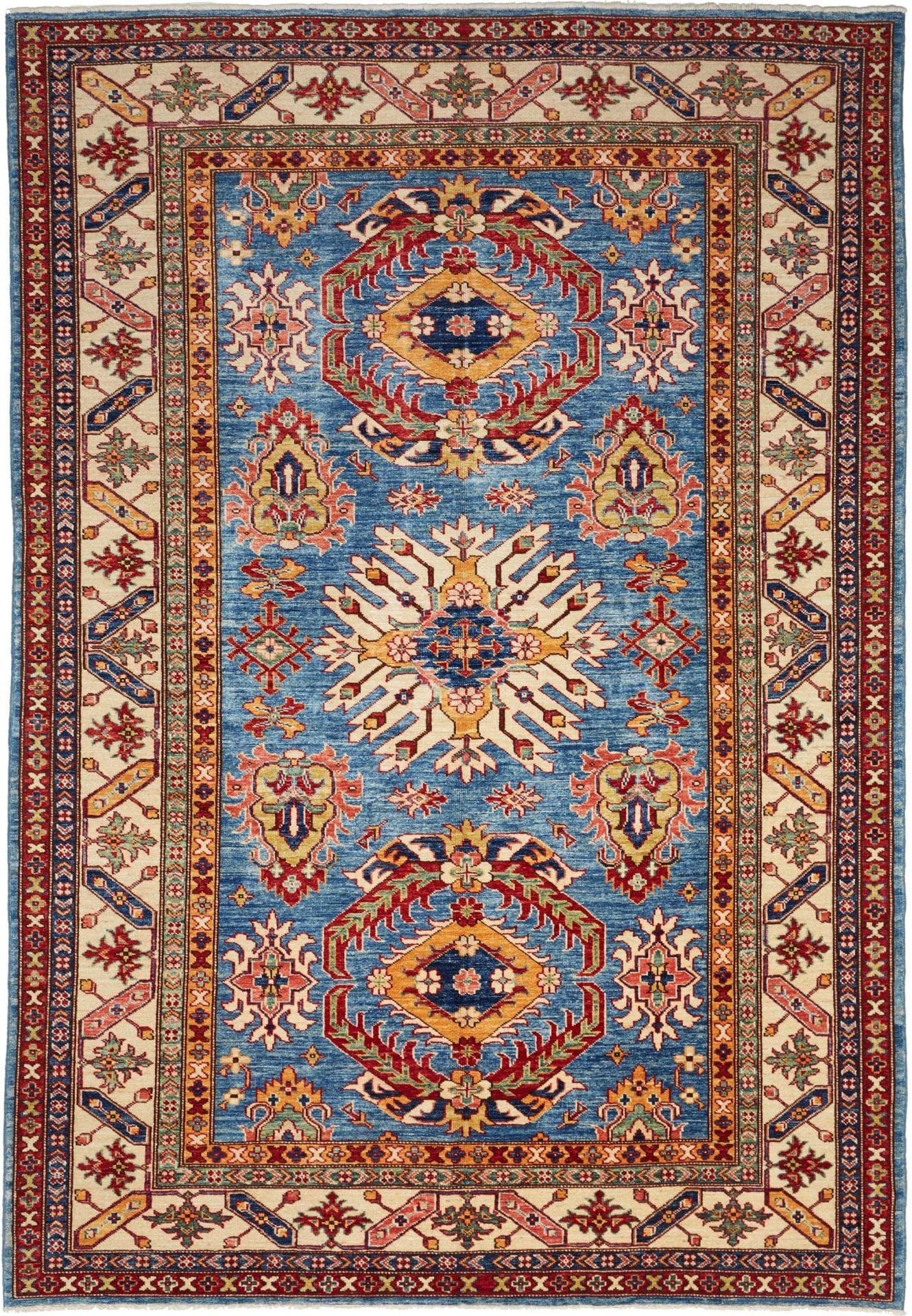 Kazak Teppich 171 x 239 cm, geometrische Muster, handgeknüpft