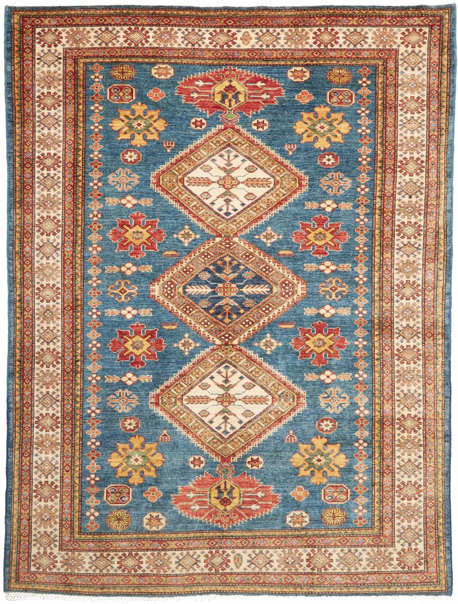 Kazak Teppich 178 x 226 cm - Geometrisches Muster, handgeknüpft