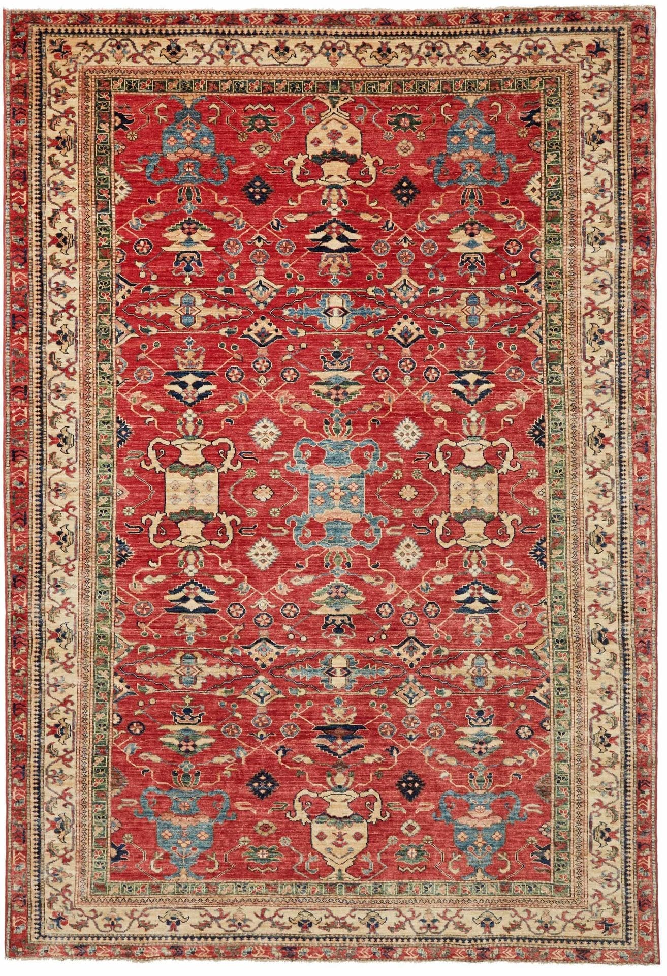 Kazak Teppich 206 x 295cm, geometrisches Muster, handgeknüpft