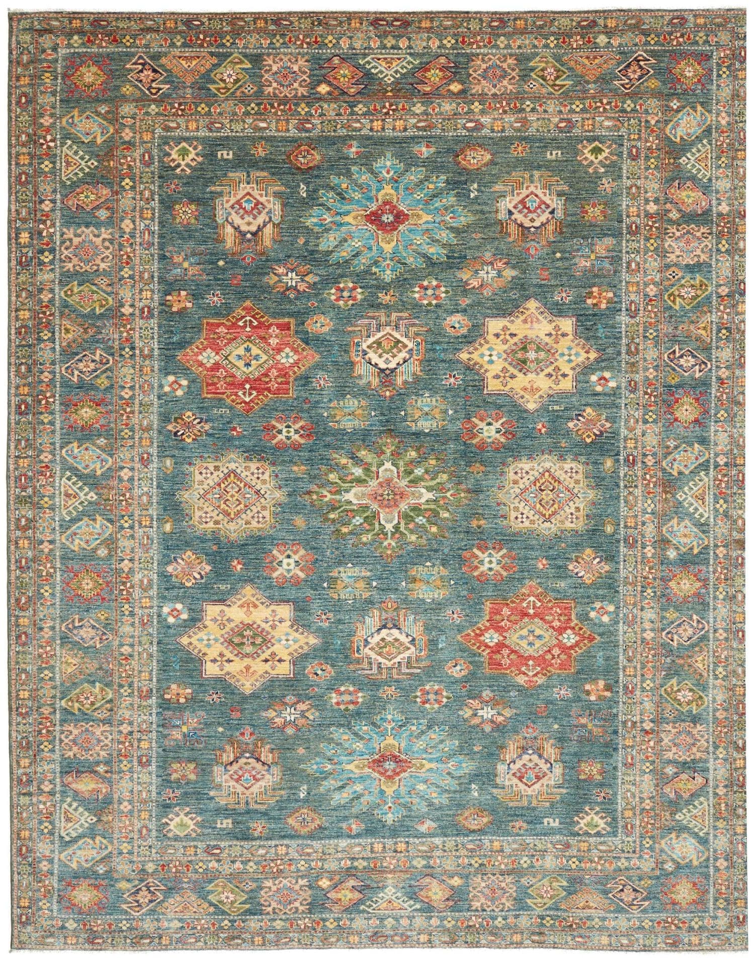 Kazak Teppich 249 x 303 cm – geometrisches Muster, handgeknüpft