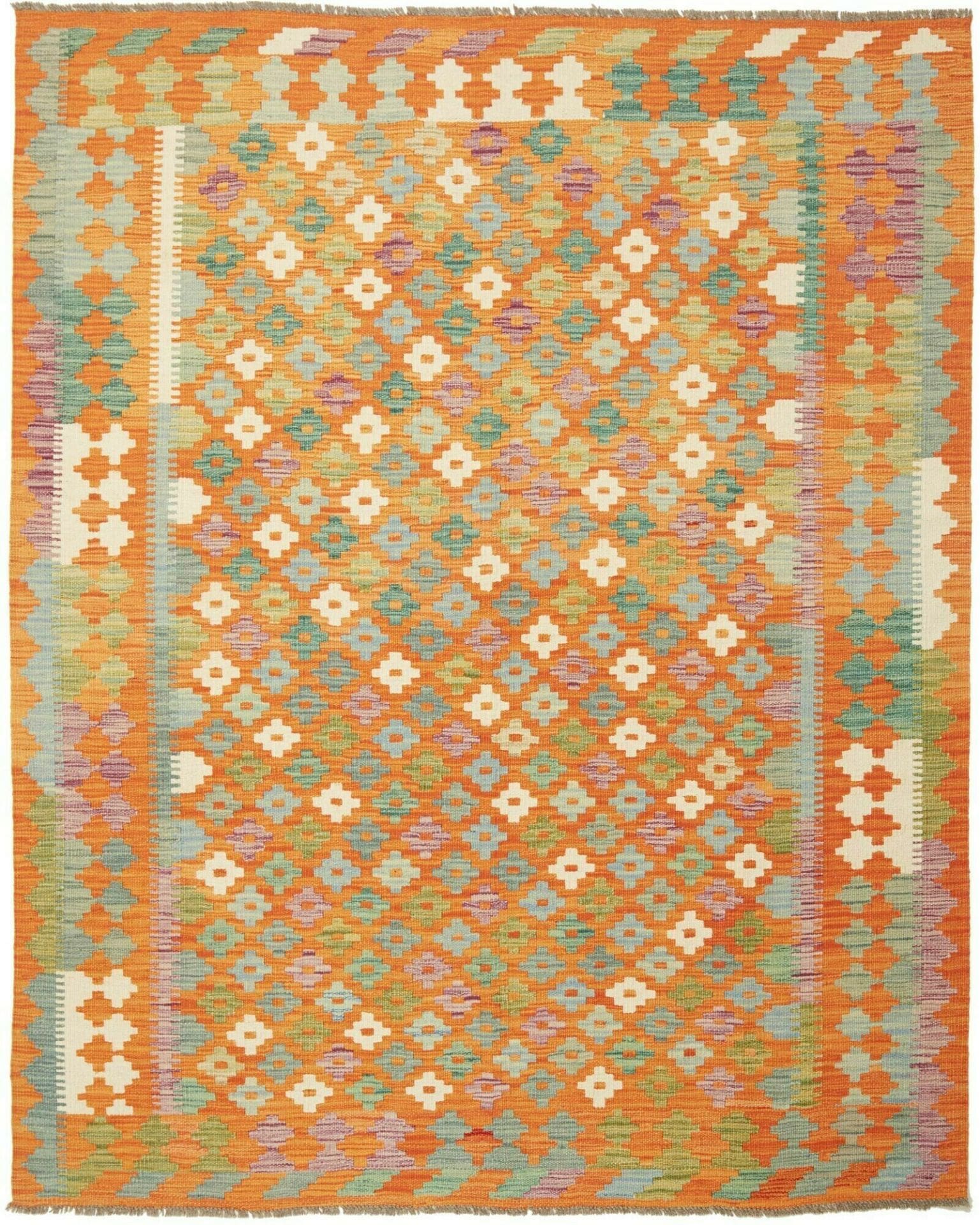 Kelim Teppich 157 x 192 cm, rustikal, aus Schurwolle, handgewebt