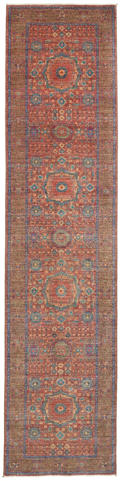 Mamluk Orientteppich 84 x 342 cm aus Seide, handgeknüpft