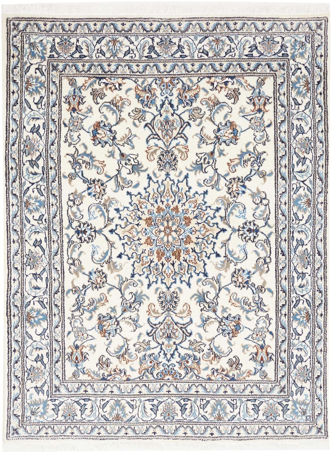 Nain Orientteppich 150 x 200 cm, florales Design, handgeknüpft