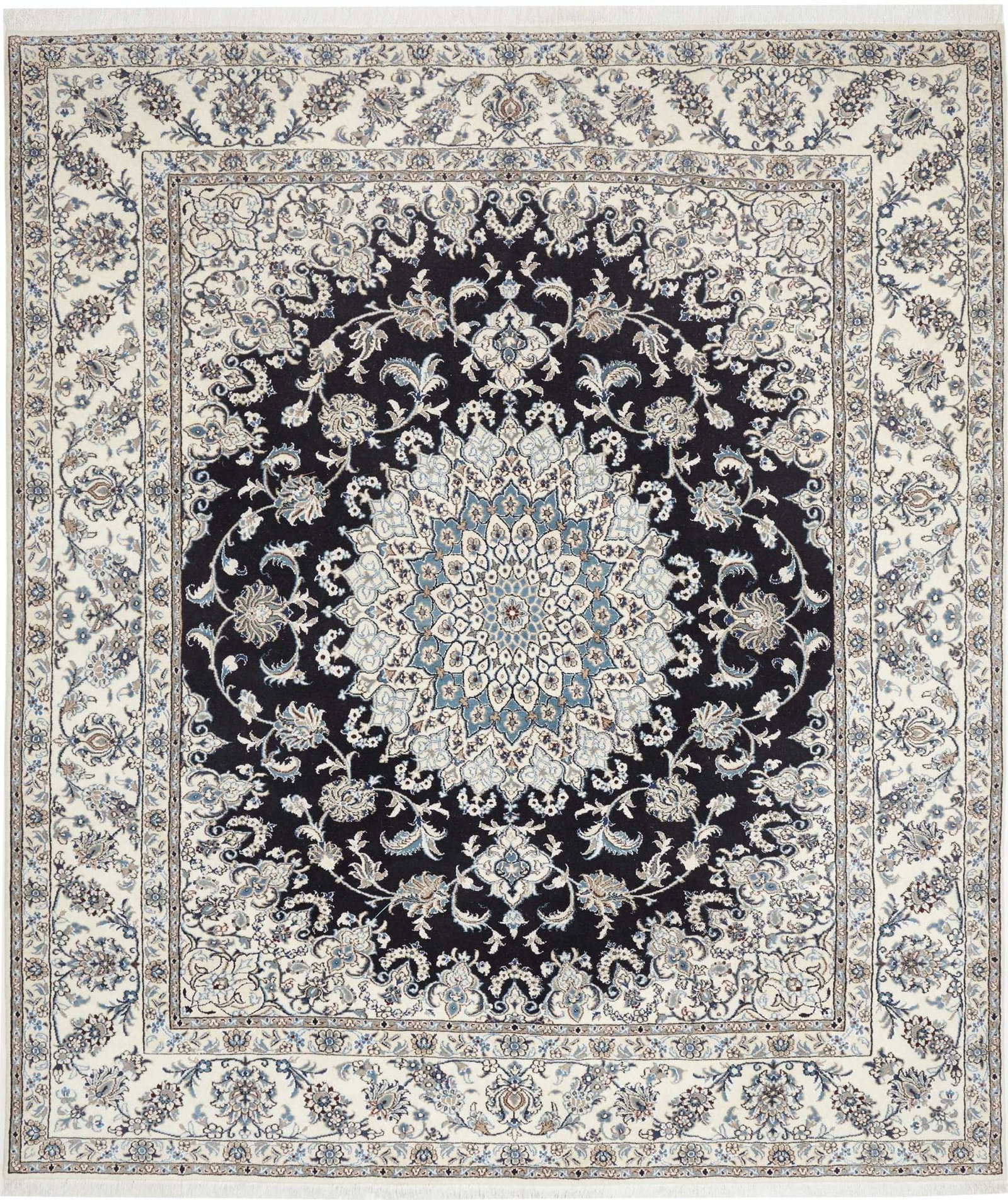 Nain Perserteppich 251 x 290cm, florales Muster, handgeknüpft