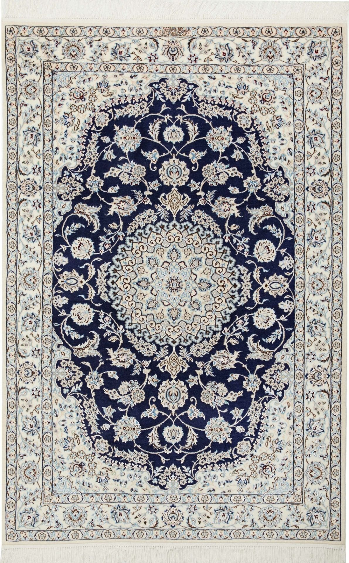 Nain Teppich 103 x 151 cm, florales Design, handgeknüpft