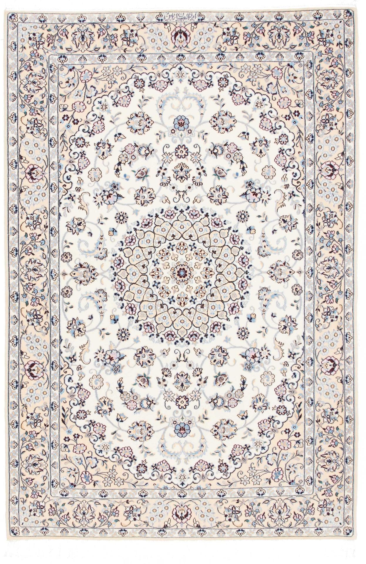 Nain Teppich 127 x 187 cm, florales Muster, handgeknüpft