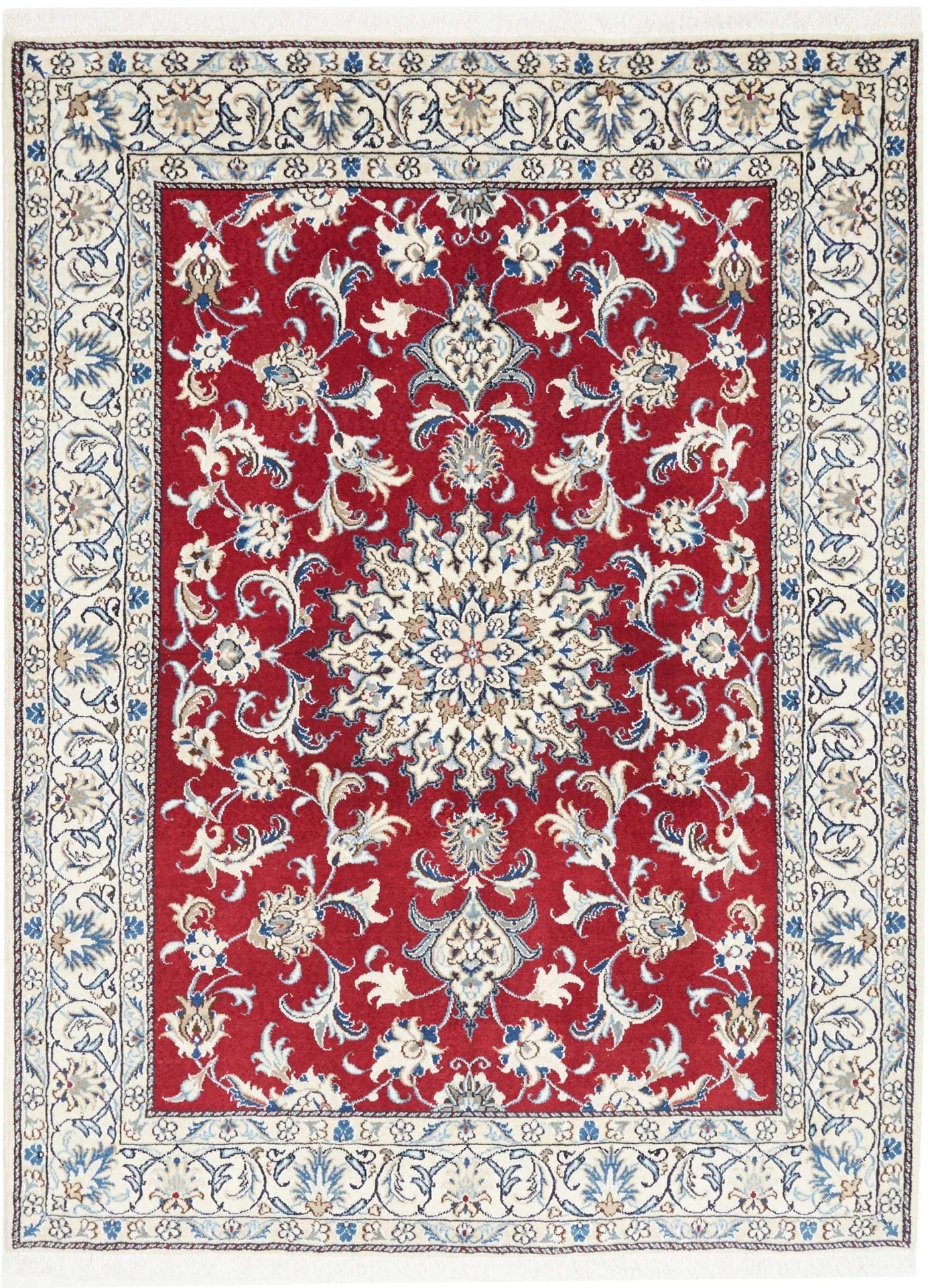 Nain Teppich 151 x 195 cm, florales Muster, handgeknüpft, Perserteppich