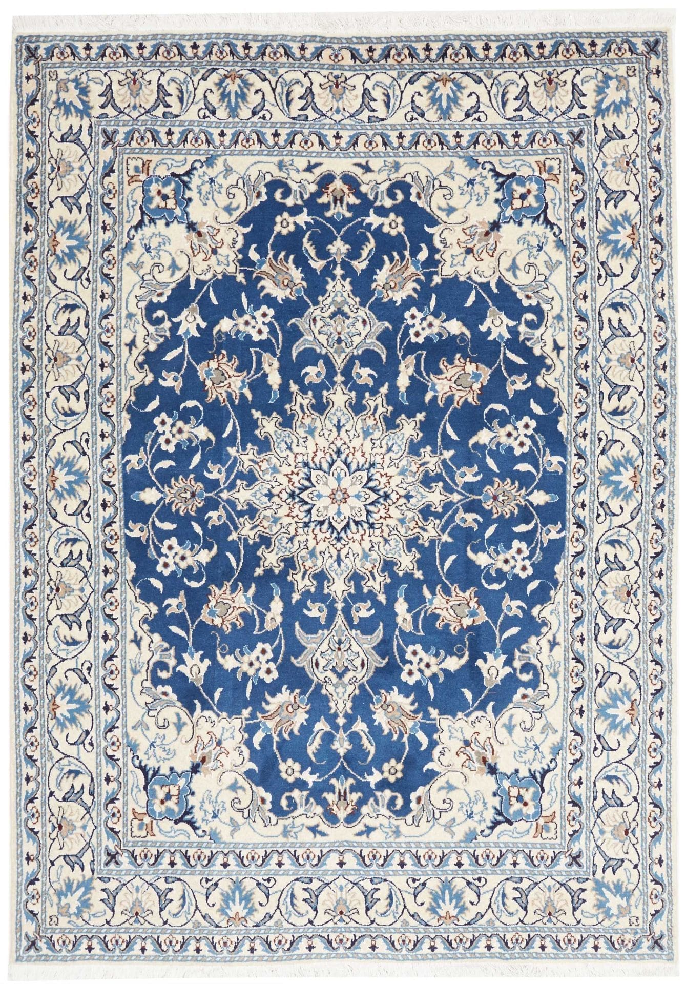 Nain Teppich 153 x 213 cm, handgeknüpft, Schurwolle, florale Muster