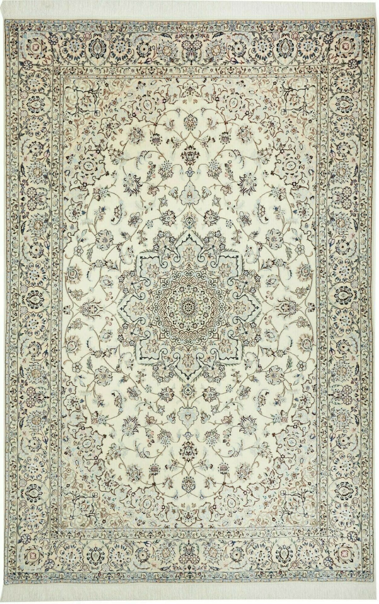 Nain Teppich 161 x 244 cm, florale Muster, handgeknüpft, Perserteppich