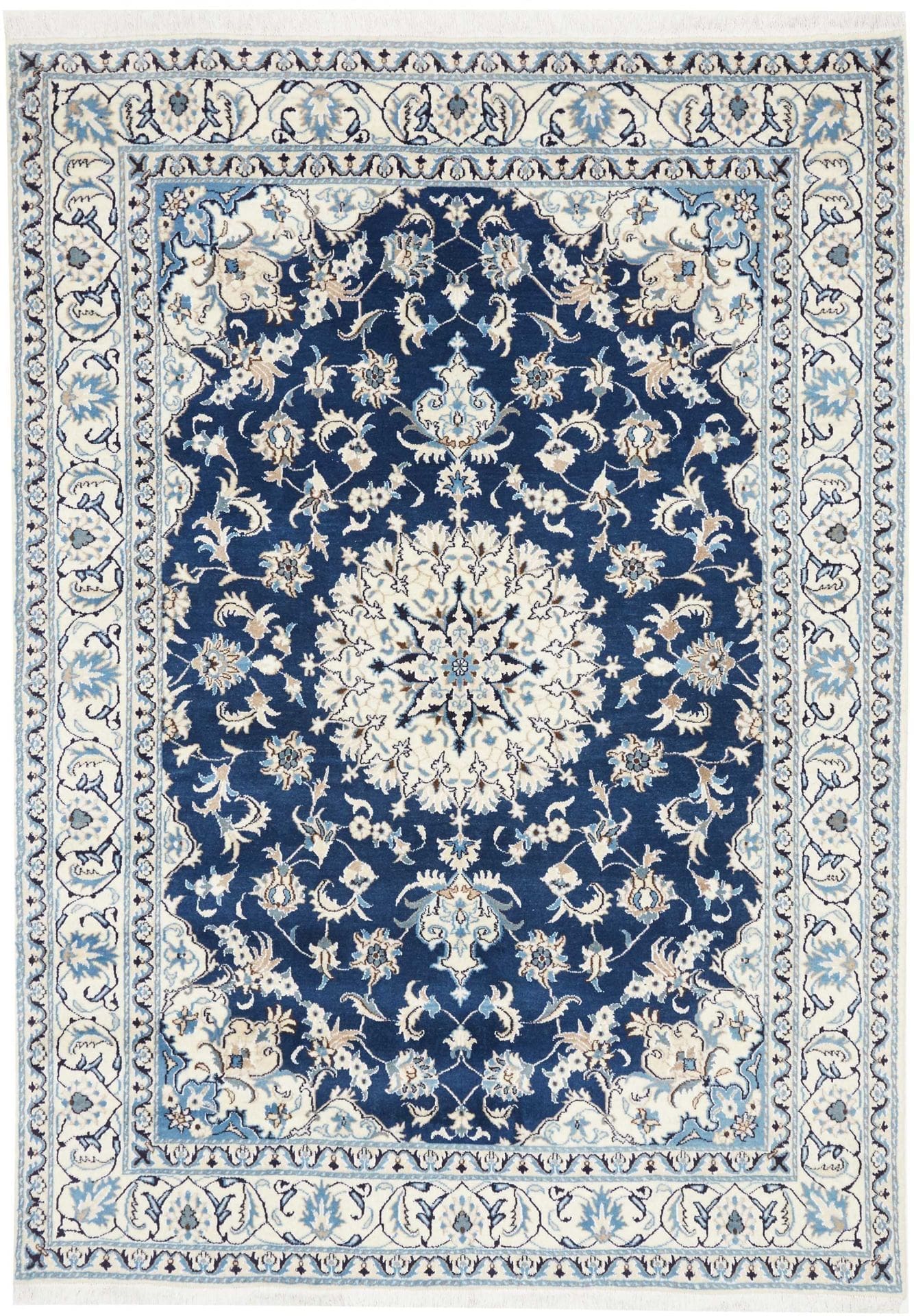 Nain Teppich 168 x 230cm, florales Muster, handgeknüpft, Perserteppich