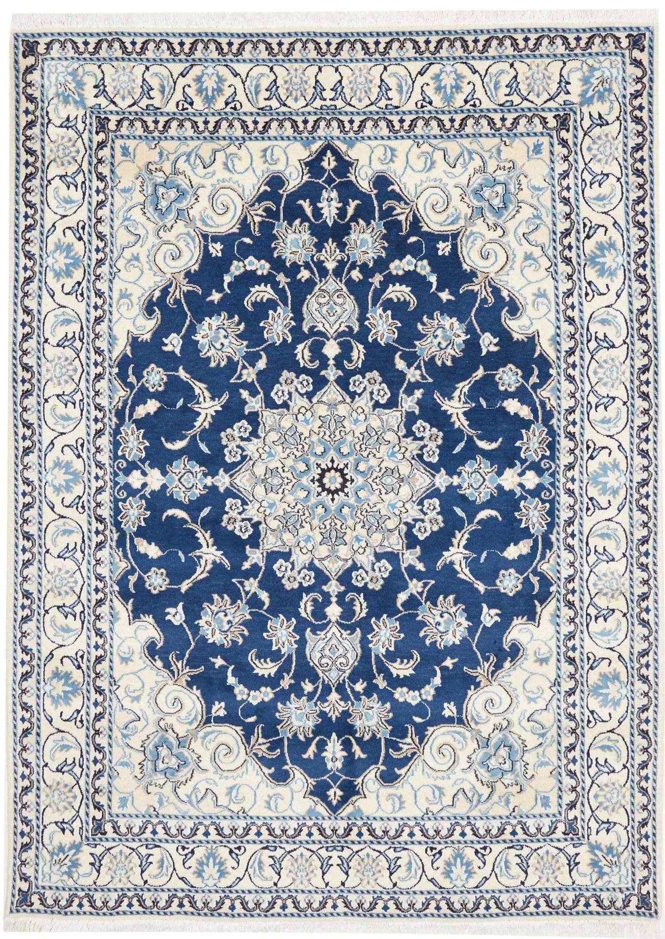 Nain Teppich 173 x 240 cm, florales Muster, handgeknüpft