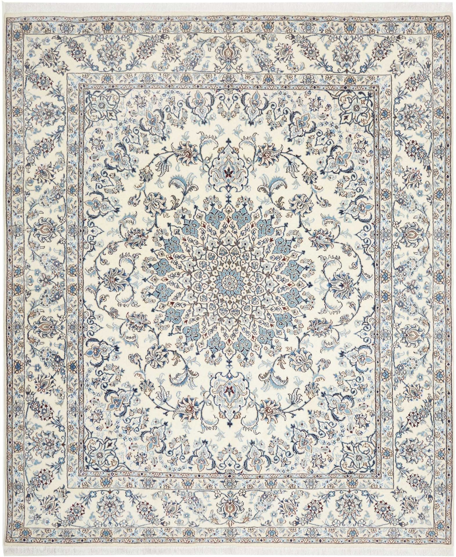 Nain Teppich 248 x 291cm, florale Muster, handgeknüpft, Perserteppich