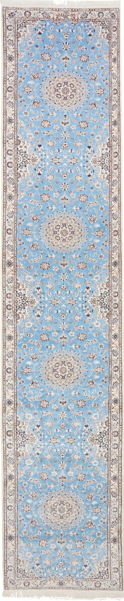 Nain Teppich 88 x 440cm, florales Muster, Wolle, handgeknüpft