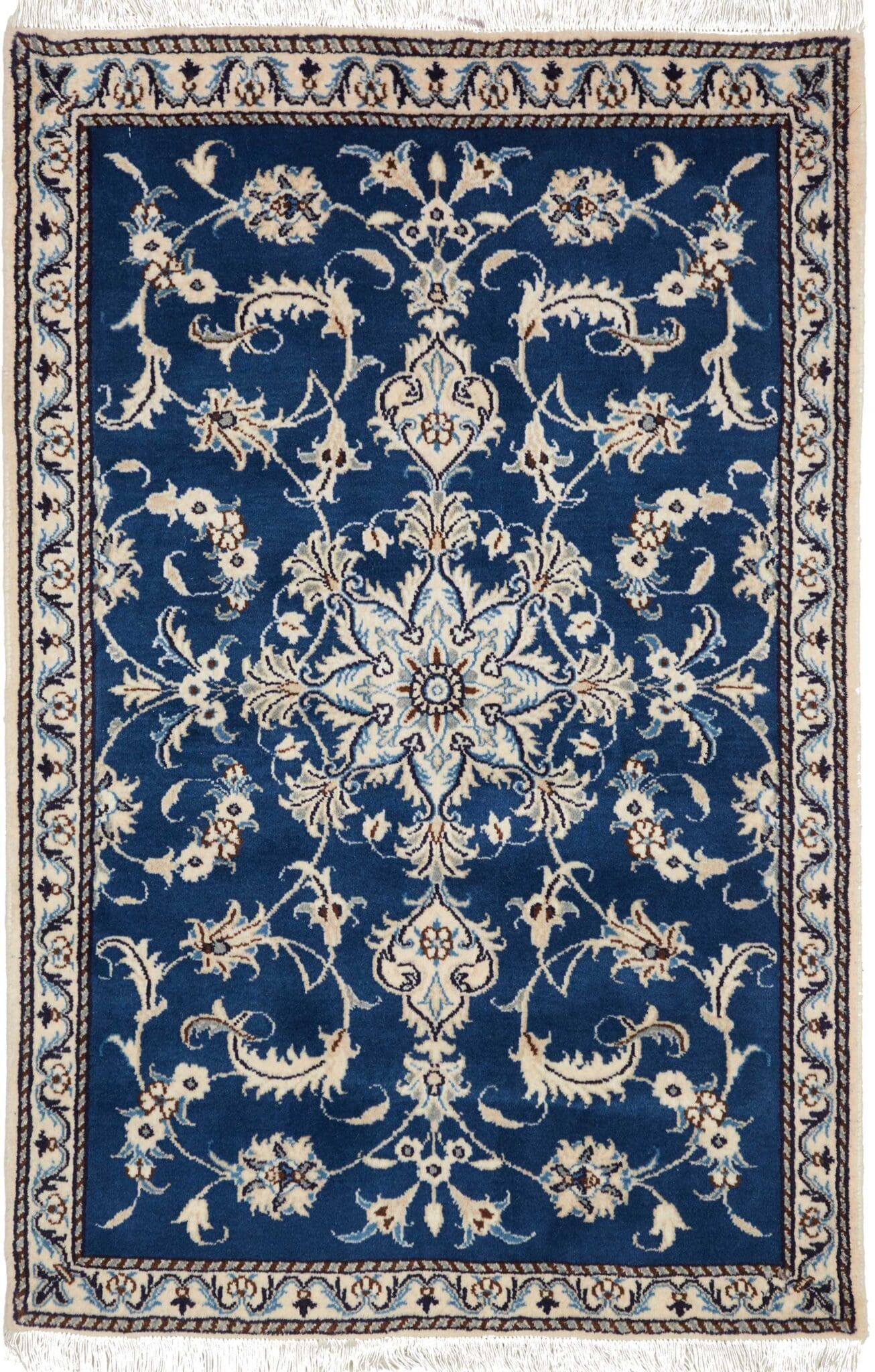 Nain Teppich 93 x 137 cm, florale Muster, handgeknüpft, Perserteppich