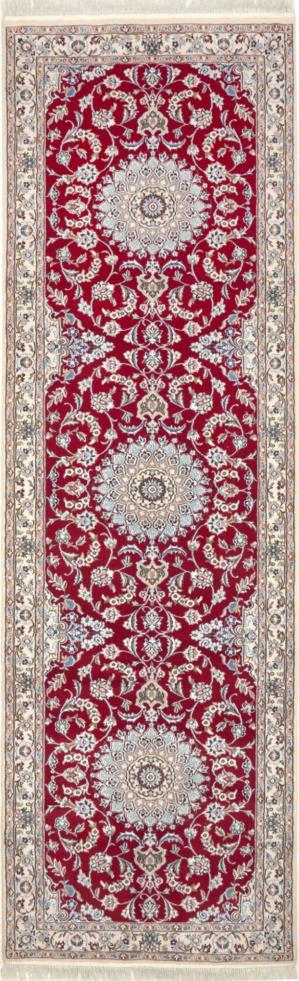 Nain Teppich 93 x 309 cm, florales Muster, handgeknüpft, Perserteppich