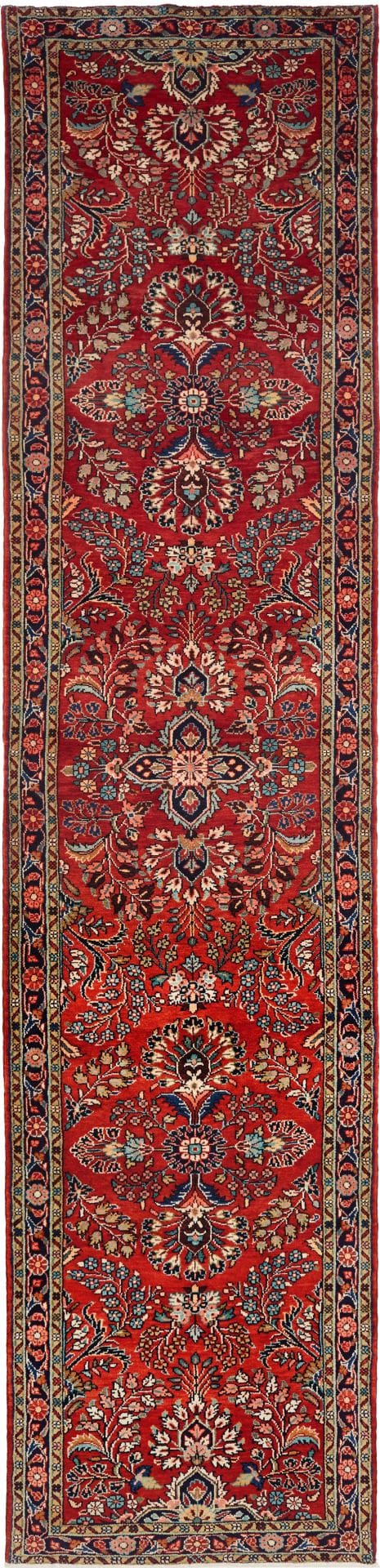 Orientteppich Hamadan 103 x 440 cm, Schurwolle, geometrisches Muster, handgeknüpft