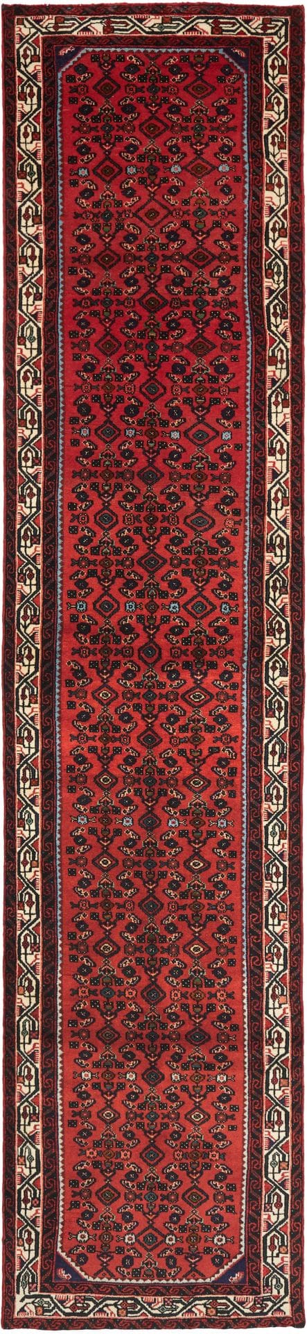 Orientteppich Hamadan 93 x 410cm, handgeknüpft, Schurwolle, Herati-Muster