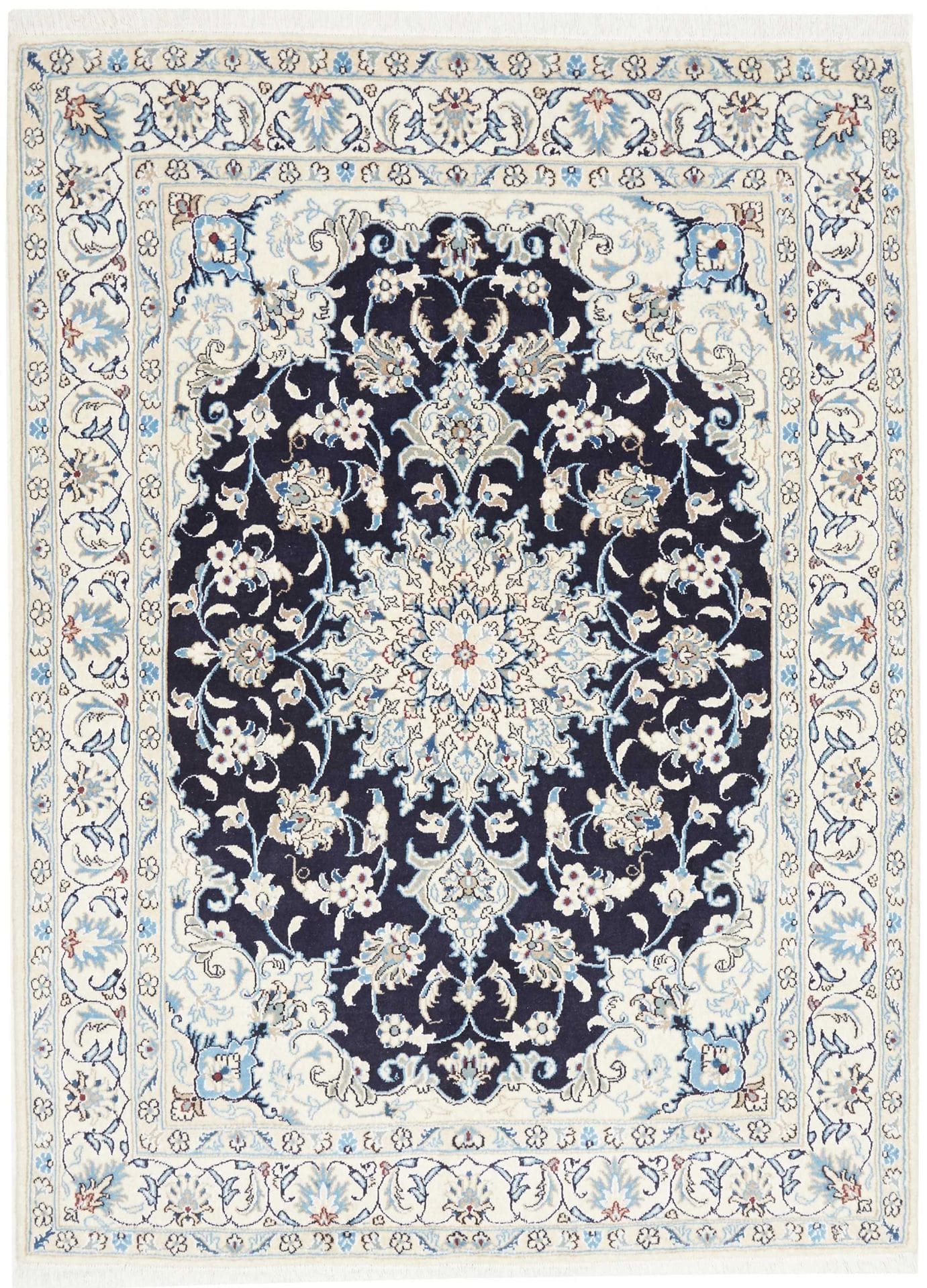 Orientteppich Nain 148 x 207 cm, florales Design, handgeknüpft