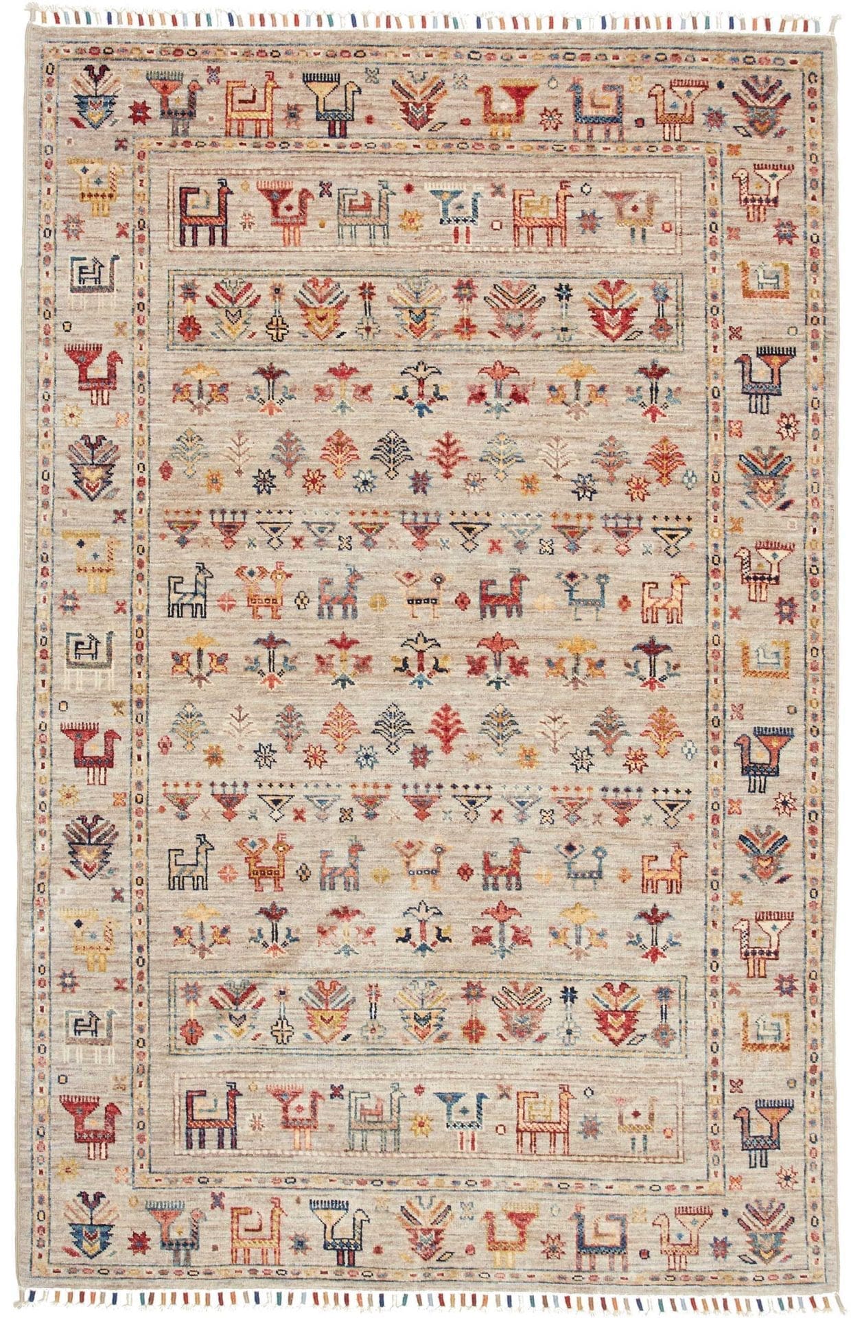 Orientteppich Samarkand 124 x 187cm | Handgeknüpft aus Schurwolle