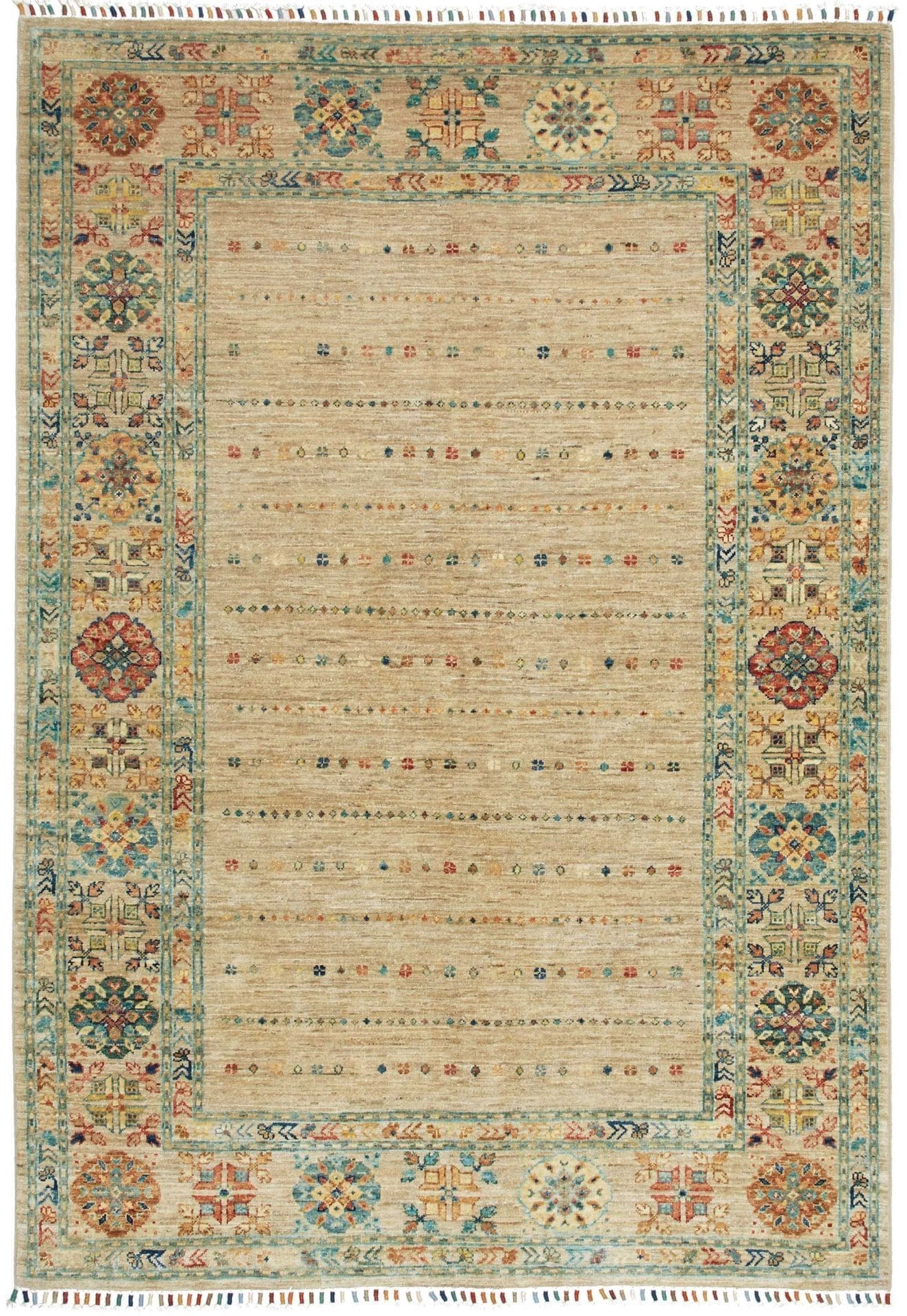 Orientteppich Samarkand 148 x 209 cm, florale Schurwolle, handgeknüpft