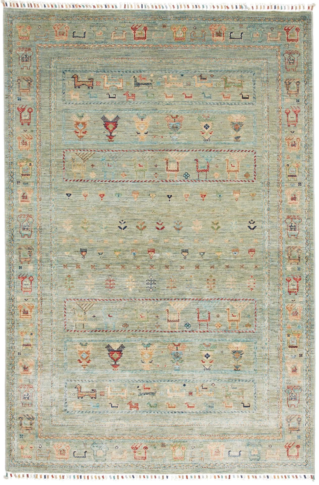 Orientteppich Samarkand 148 x 216cm, farbenfrohes Muster, handgeknüpft