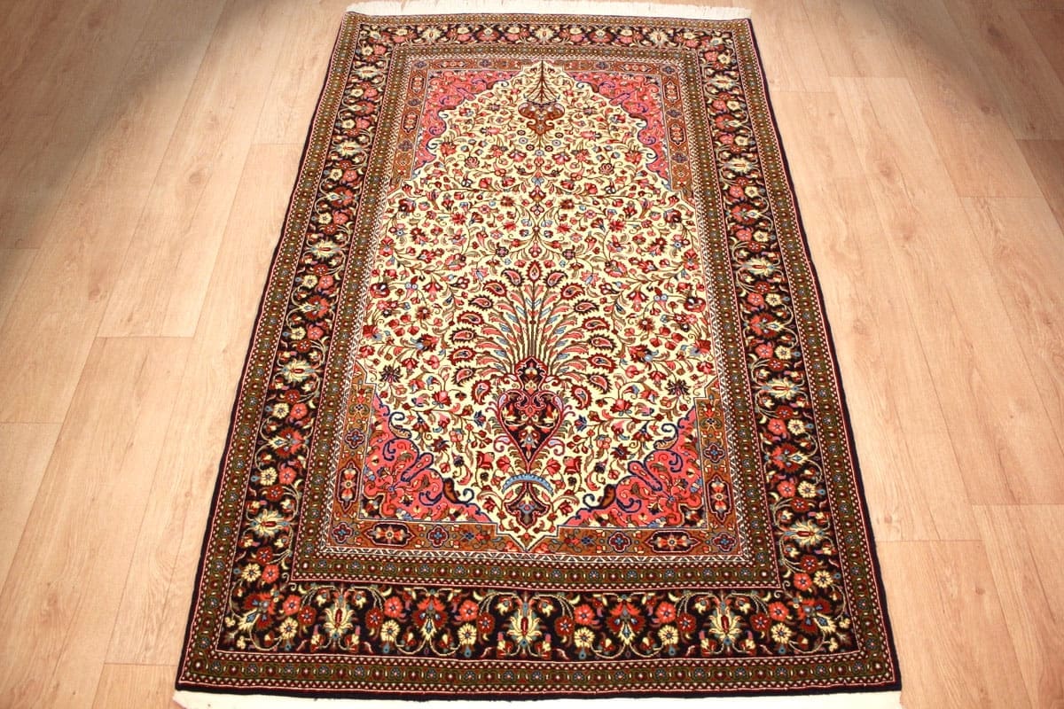 Perser Teppich Ghom 178x111 cm, Naturfarben, handgeknüpft