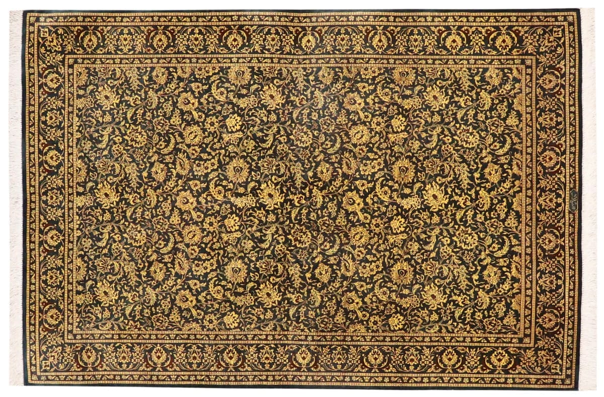 Perser Teppich Ghom Seidenteppich "Milad" 151x100 cm, handgeknüpft