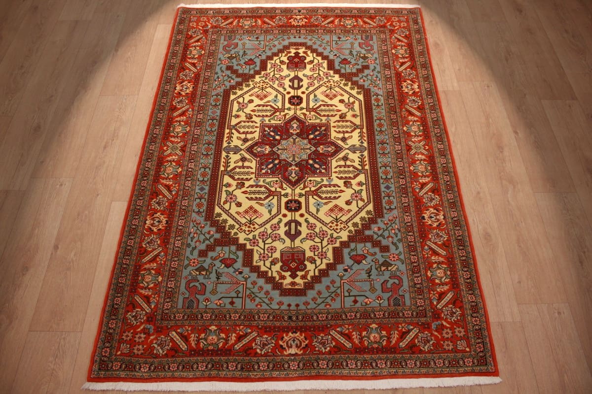 Perser Teppich "Gom" 210x142 cm, handgeknüpft, naturfarben, harmonisch