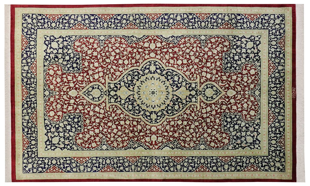 Perserteppich Ghom 207x129 cm Rot, feingliedrig handgeknüpft