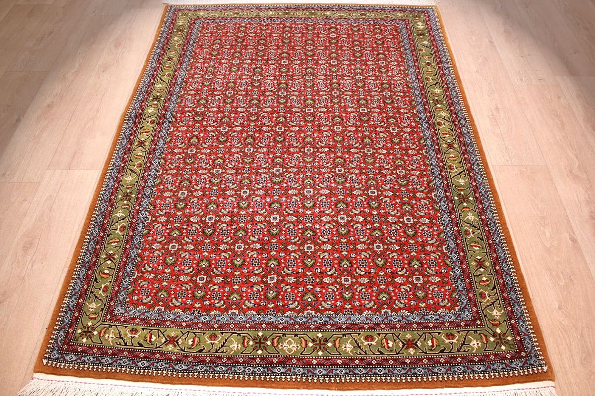 Perserteppich Ghom 212x137 cm Rot Naturfarben handgeknüpft