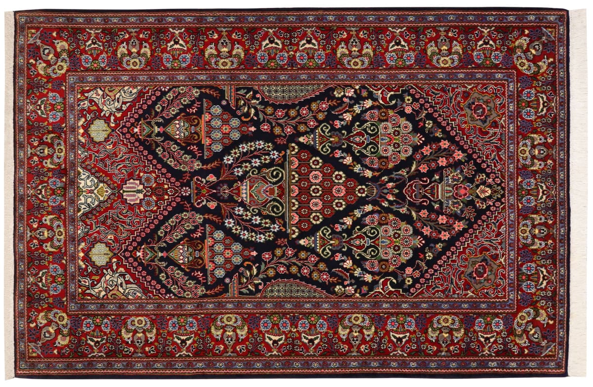 Perserteppich Ghom 216x144 cm Dunkelblau, handgeknüpft, Wollqualität