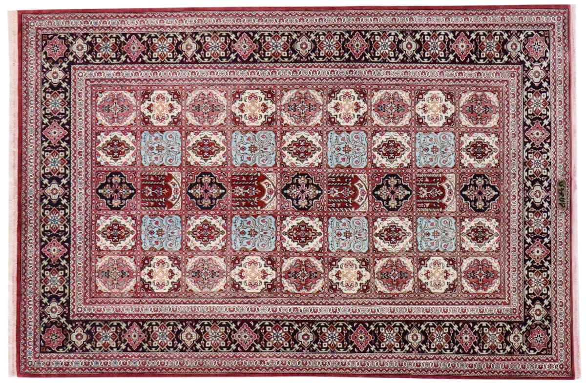 Perserteppich Ghom Seidenteppich 129x80 cm, handgeknüpft, Naturfarben