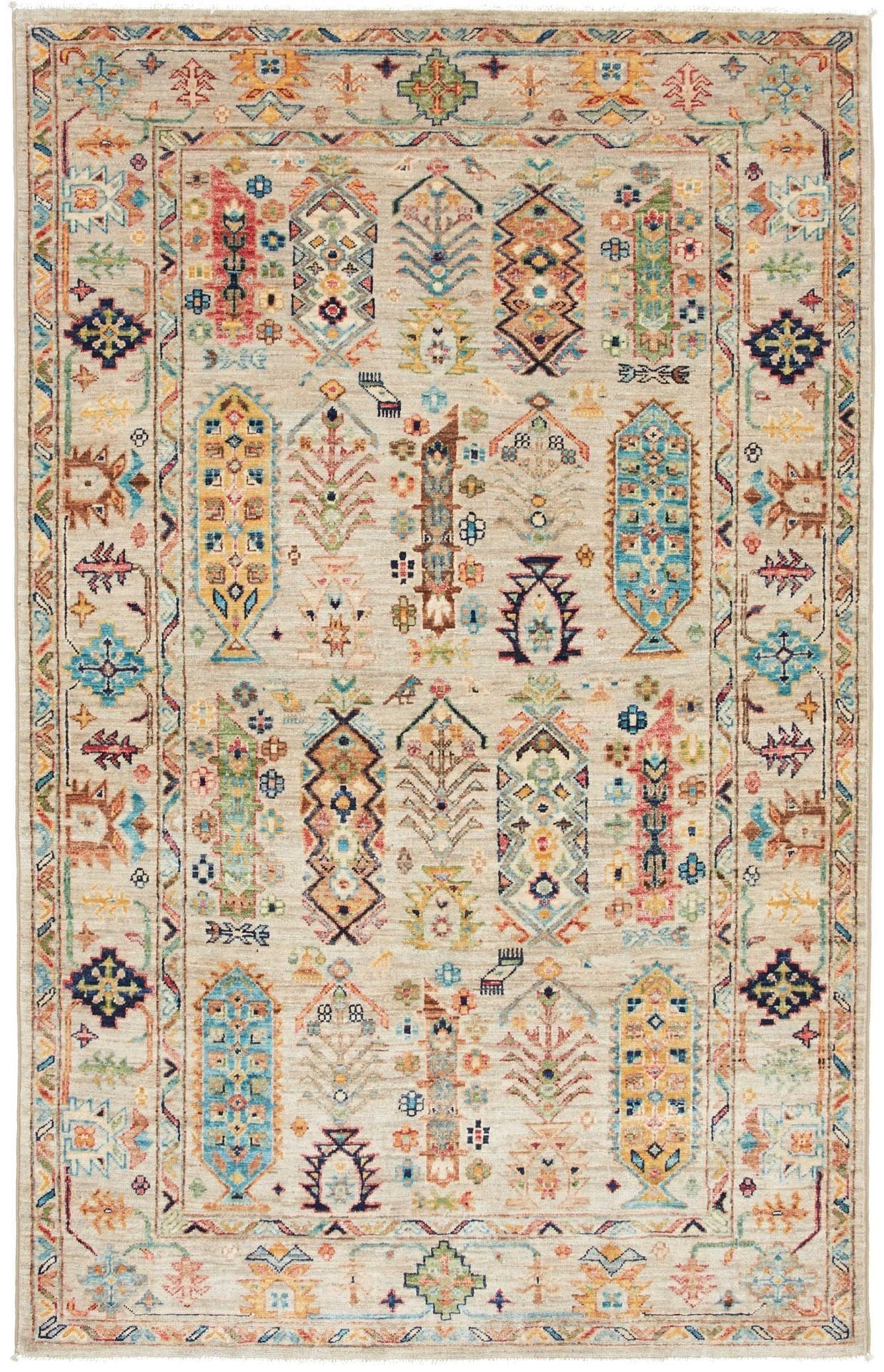 Samarkand Orientteppich 123 x 193 cm, handgeknüpft, Schurwolle