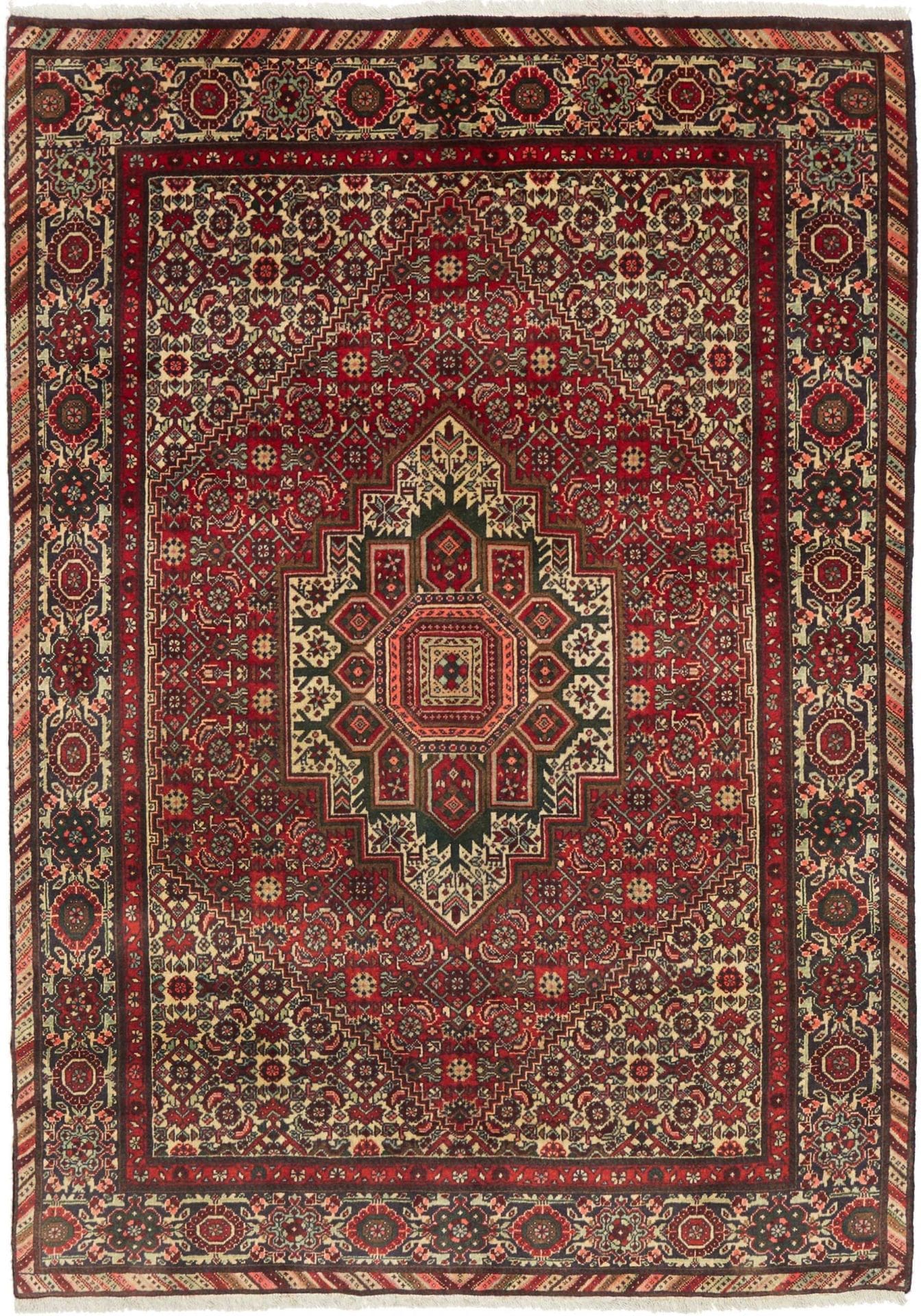 Sandjan Orientteppich 140 x 205cm, Schurwolle, handgeknüpft