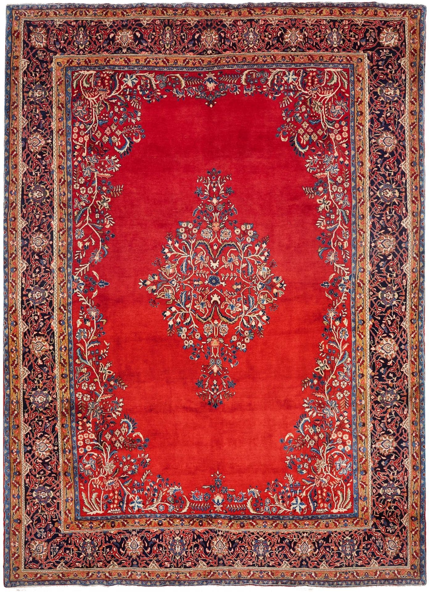 Sarough Teppich 286 x 400 cm, handgeknüpft, Schurwolle, antik