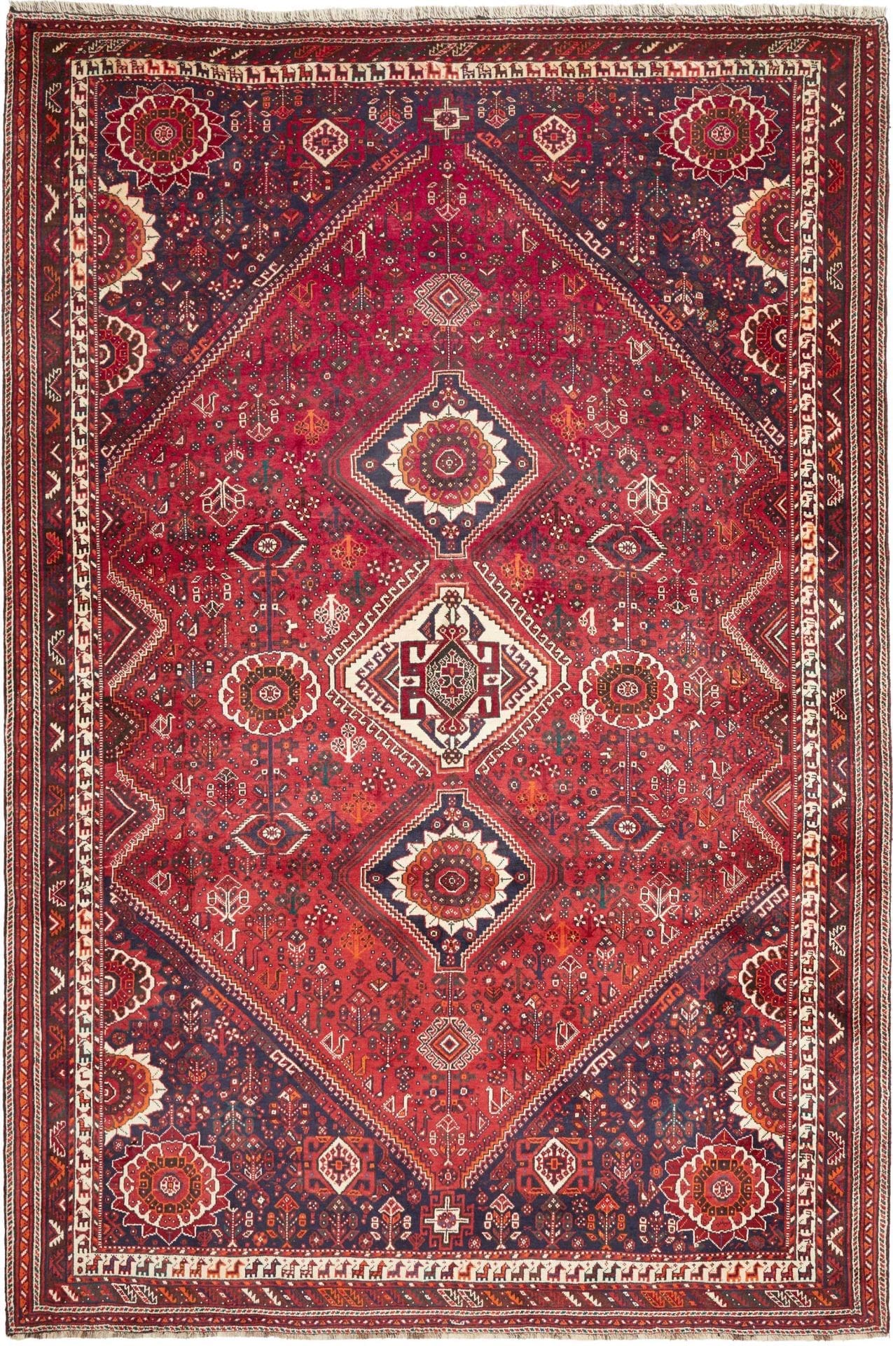 Shiraz Teppich 226 x 330 cm, Wolle, geometrisches Muster, handgeknüpft