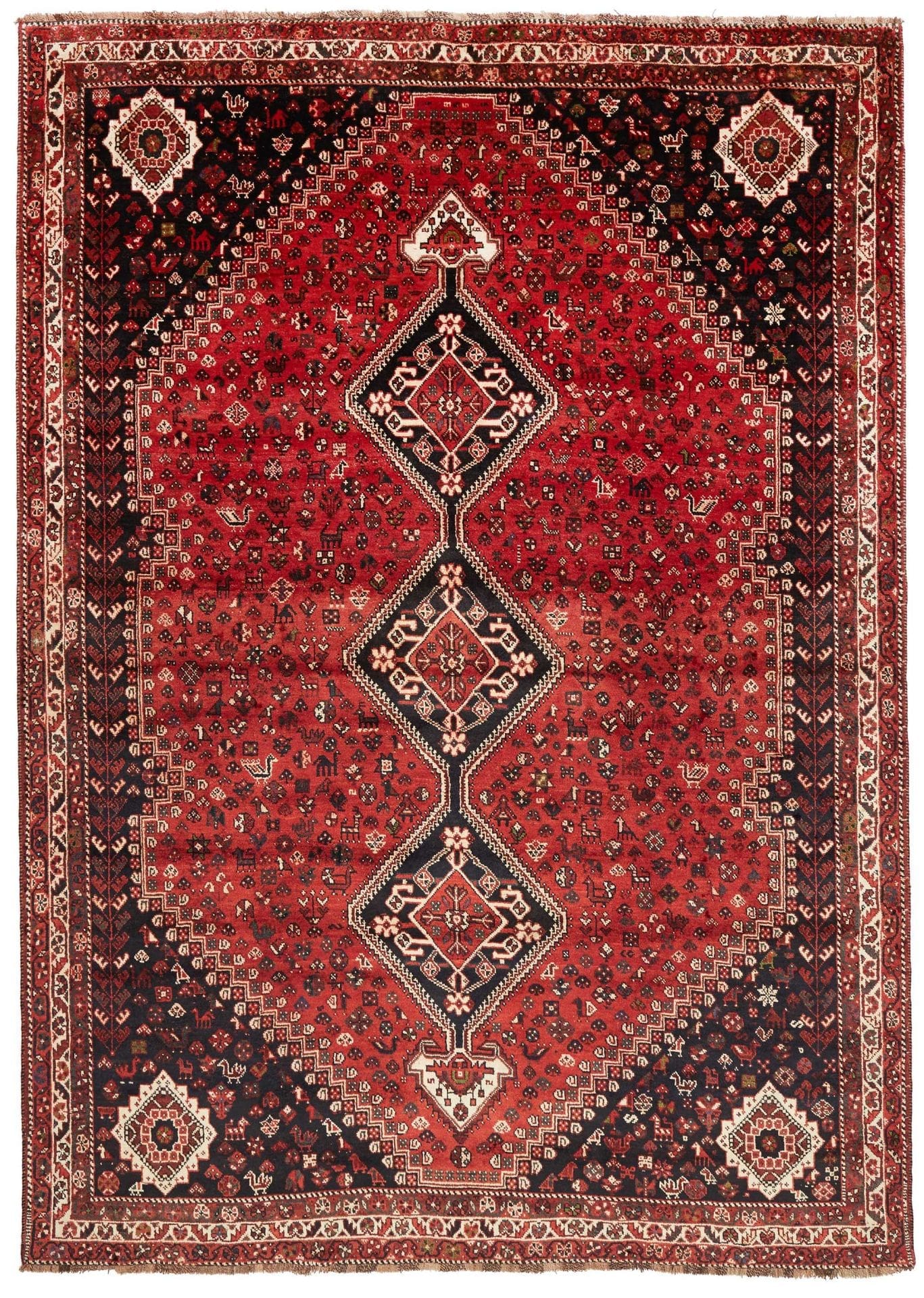 Shiraz Teppich 233 x 323 cm, Wolle, geometrisches Muster, handgeknüpft