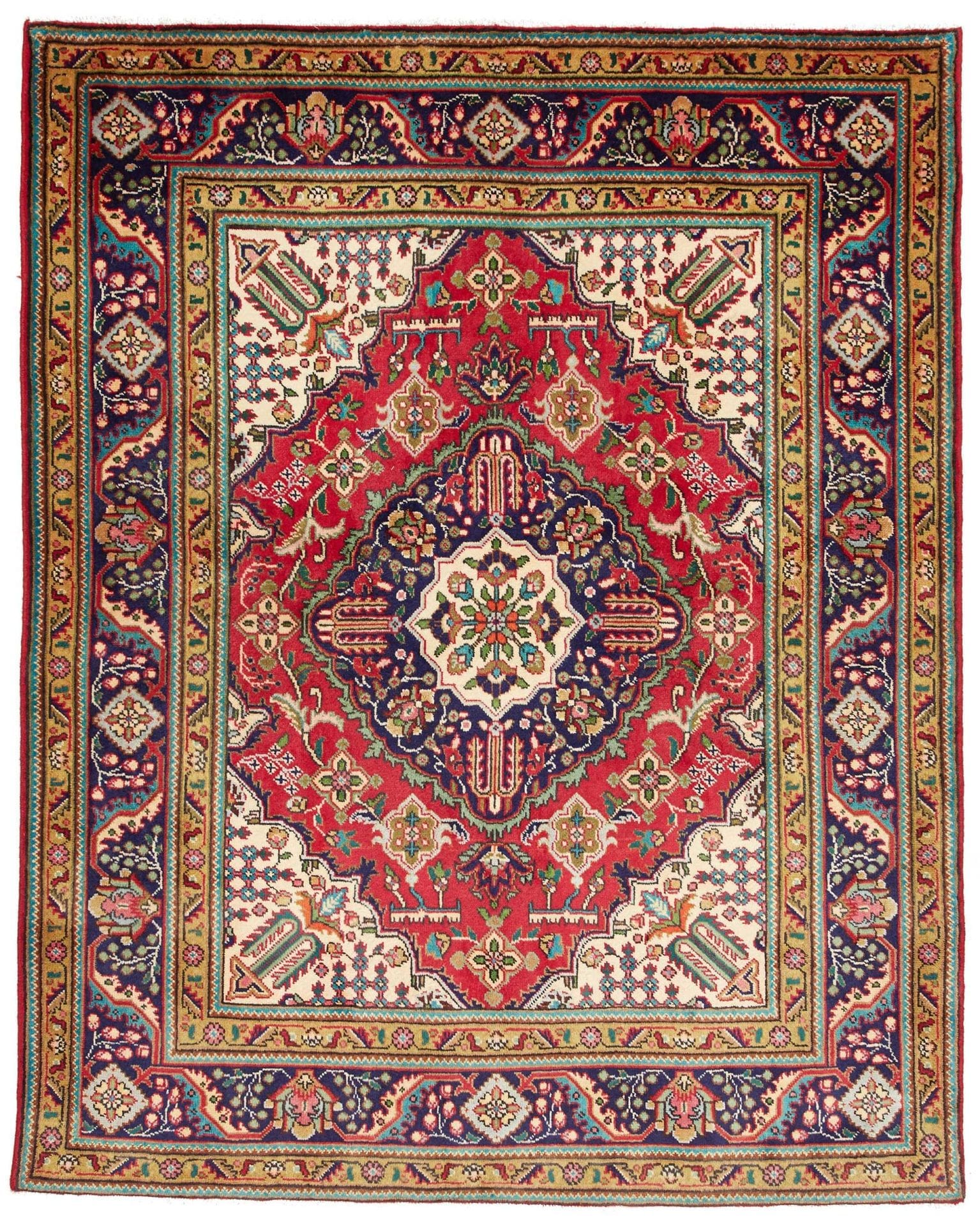 Täbriz Teppich 150 x 187 cm, handgeknüpft, aus Schurwolle