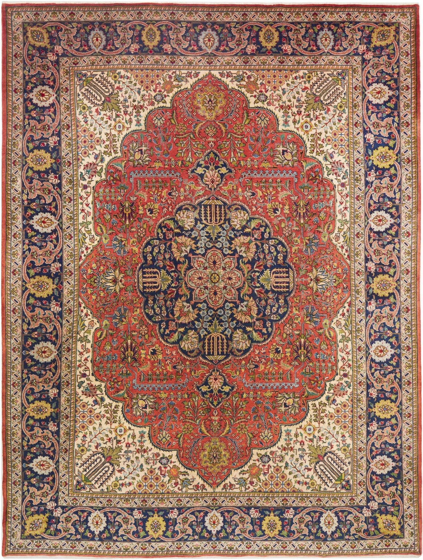 Täbriz Teppich 296 x 386 cm - Schurwolle, handgeknüpft, Perserteppich