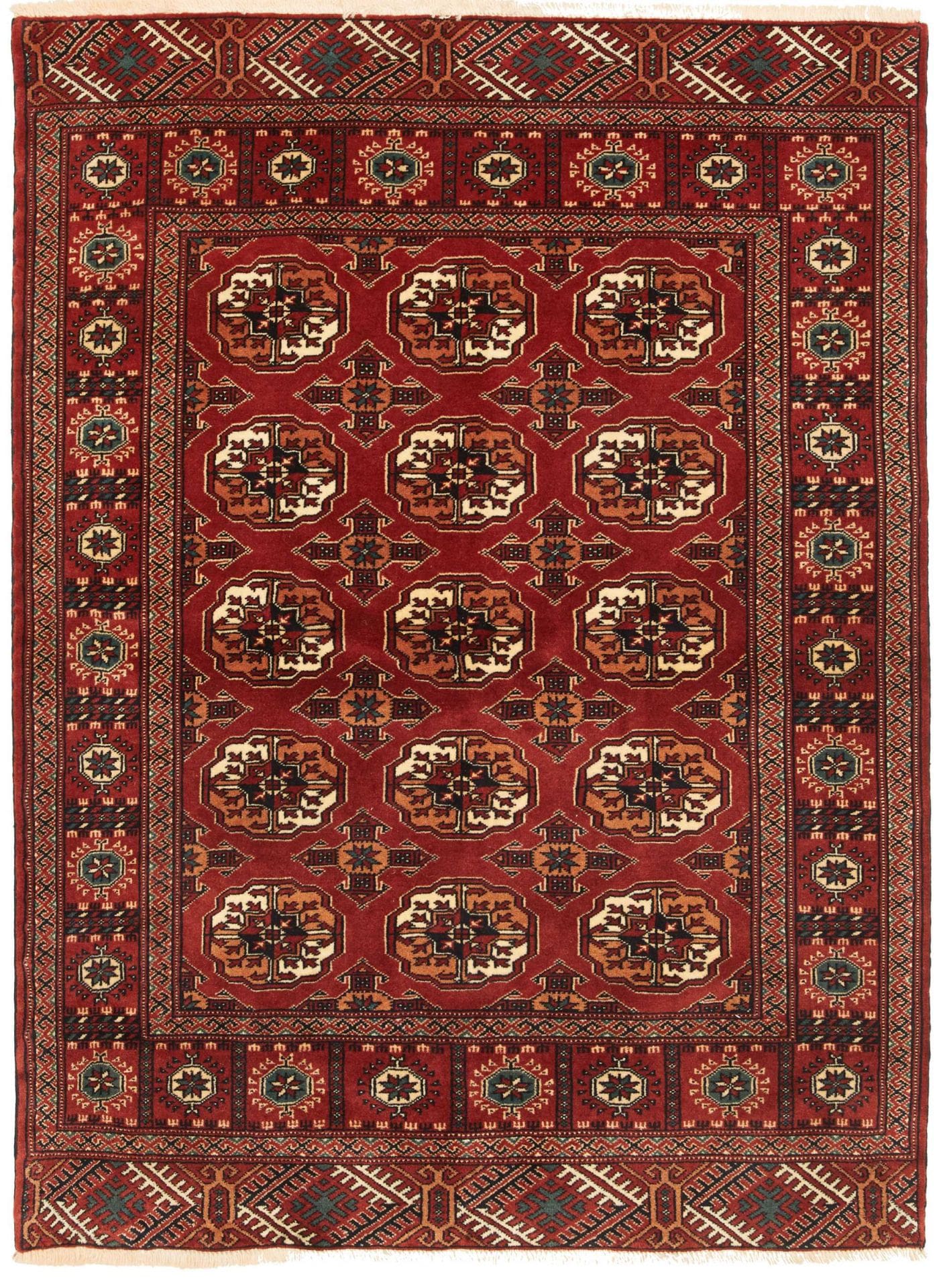 Turkmen Orientteppich 111 x 150cm, Schurwolle, handgeknüpft