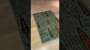 „4,0 x 2,7 ft Sultani handgefertigter Teppich | Baum des Lebens Motiv | Angora-Wolle, Naturfarbstoff | X2“