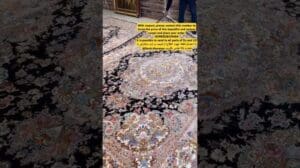 „9 Meter Teppich von Tabriz, Muster Simorgh (Khatibi), Challe, Rand, Medaillon und Seidenblume 55 Knoten“