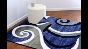 2027 Blaue Zeitgenössische Waschbare Teppiche - bargainarearugs.com