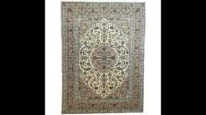 341 x 252 cm handgeknüpfter persischer Kashan Creme-Wollteppich