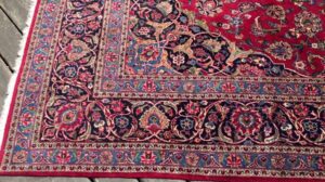 9 x 12 Granatrot Kashan Teppich Vintage aus den 1950er Jahren